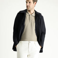 Dark Navy Hooded Classic Overcoat & Trench Coat
