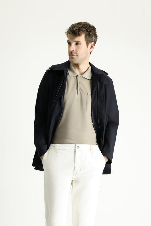 Dark Navy Hooded Classic Overcoat & Trench Coat