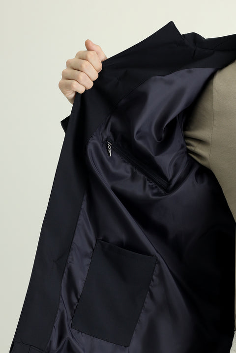 Dark Navy Hooded Classic Overcoat & Trench Coat