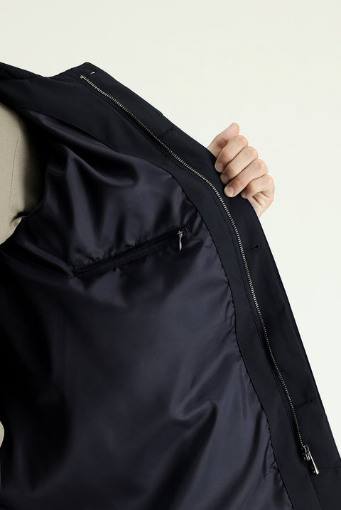 Dark Navy Hooded Classic Overcoat & Trench Coat