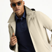 Light Beige Classic Hooded Overcoat & Trench Coat