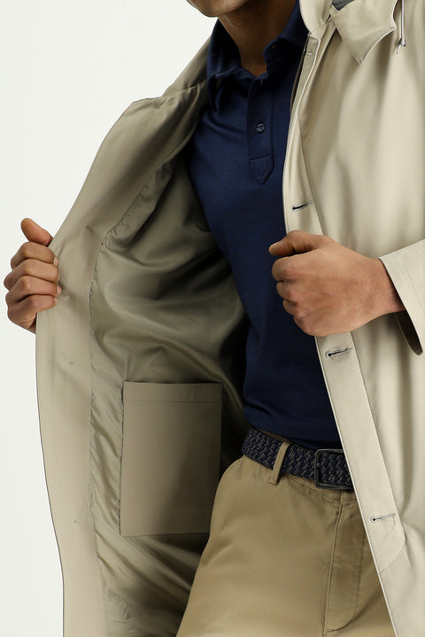 Light Beige Classic Hooded Overcoat & Trench Coat