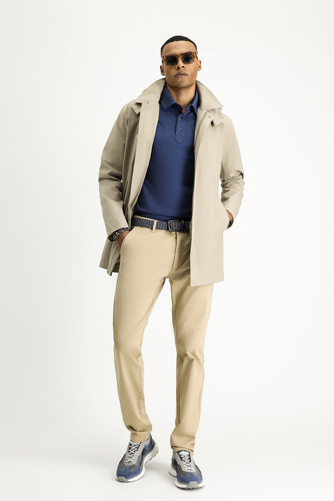 Light Beige Classic Hooded Overcoat & Trench Coat