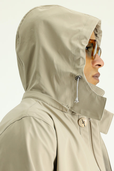 Light Beige Classic Hooded Overcoat & Trench Coat