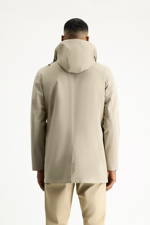 Light Beige Classic Hooded Overcoat & Trench Coat