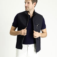 Dark Navy Cotton Utility/Safari Vest with Pockets