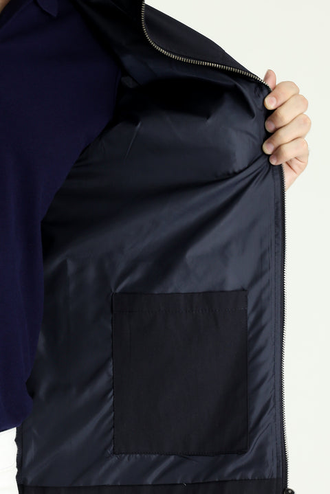 Dark Navy Cotton Utility/Safari Vest with Pockets