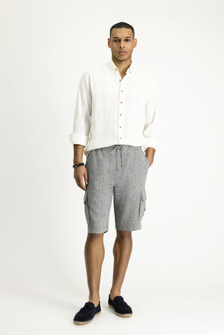  Orta Antrasit 4 Drop Relaxed Fit Rahat Kesim Keten Bermuda Şort