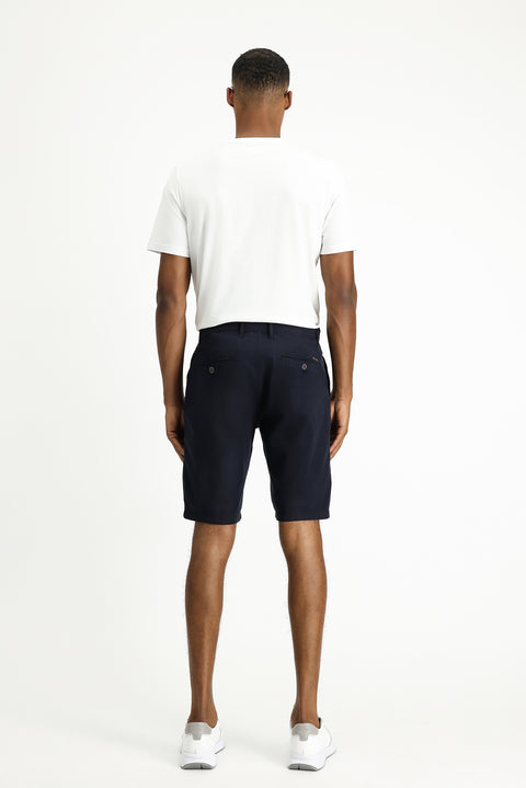Dark Navy Regular Fit Standard Cut Cotton Bermuda Shorts