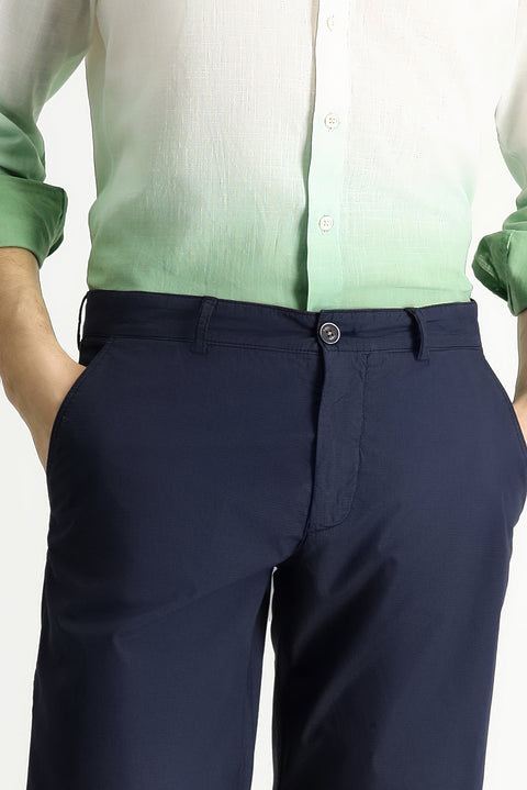 Dark Navy Regular Fit Standard Cut Cotton Bermuda Shorts