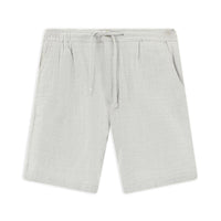 Açık Gri Slim Fit Dar Kesim Beli Lastikli İpli Pamuk Bermuda Şort