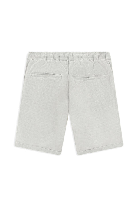 Açık Gri Slim Fit Dar Kesim Beli Lastikli İpli Pamuk Bermuda Şort