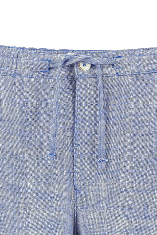  Mavi 7 Drop Slim Fit Dar Kesim Beli Lastikli İpli Pamuk Bermuda Şort