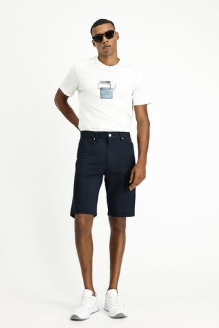  Koyu Lacivert 6 Drop Regular Fit Standart Kesim Pamuklu Bermuda Şort
