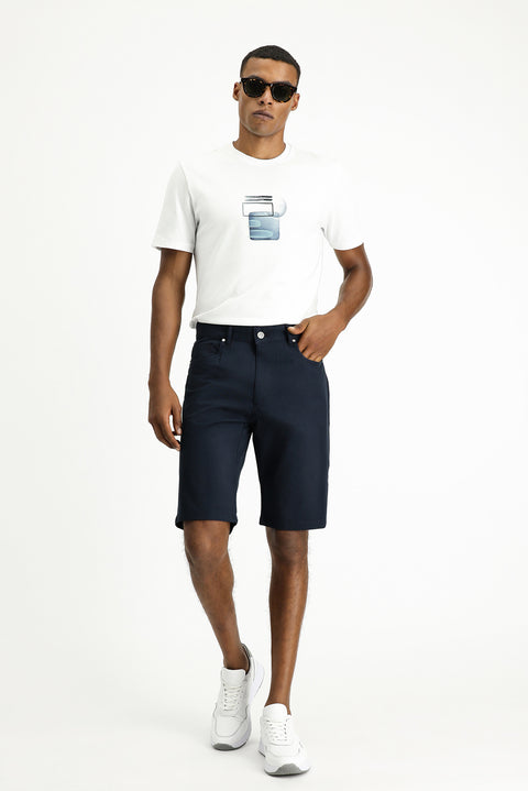 Dark Navy Regular Fit Standard Cut Bermuda Shorts