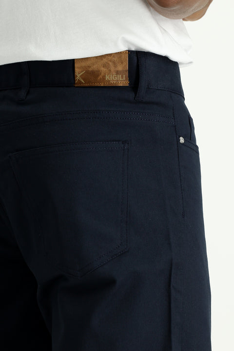 Dark Navy Regular Fit Standard Cut Bermuda Shorts