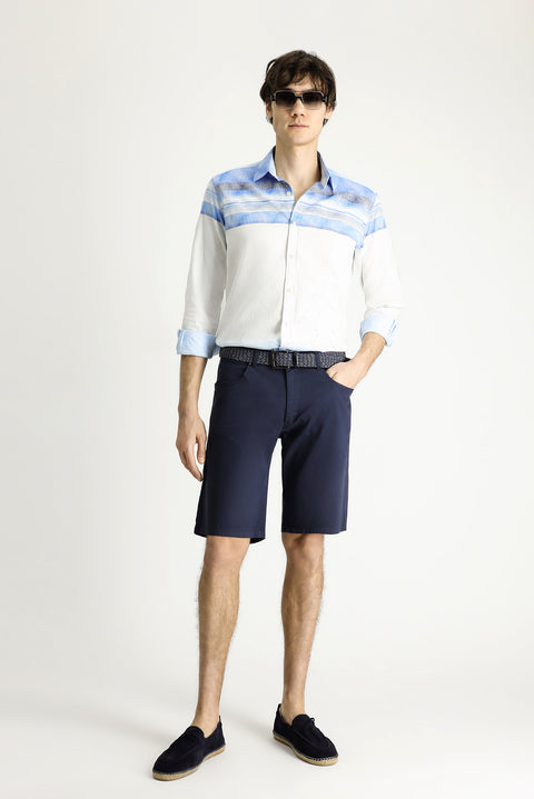 Dark Navy Regular Fit Standard Cut Bermuda Shorts