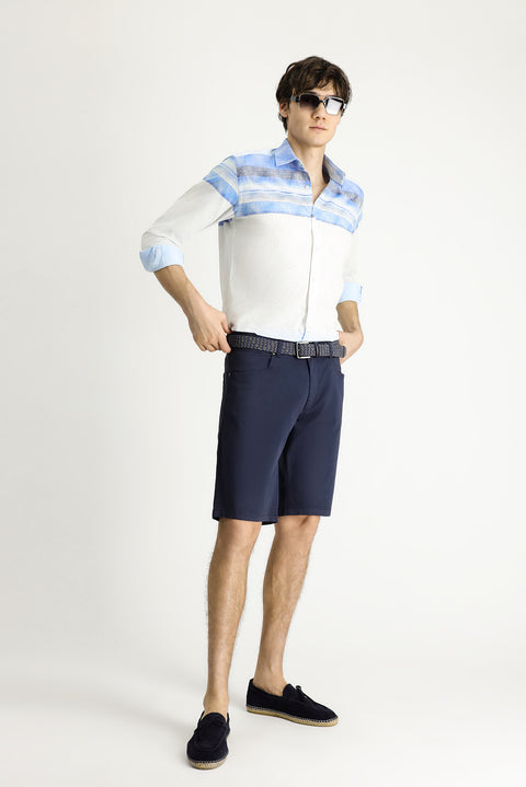 Dark Navy Regular Fit Standard Cut Bermuda Shorts