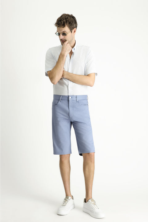 Havacı Mavi Relaxed Fit Rahat Kesim Bermuda Şort