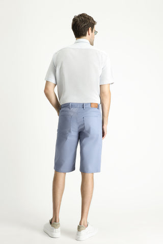  Havacı Mavi 4 Drop Relaxed Fit Rahat Kesim Pamuklu Bermuda Şort
