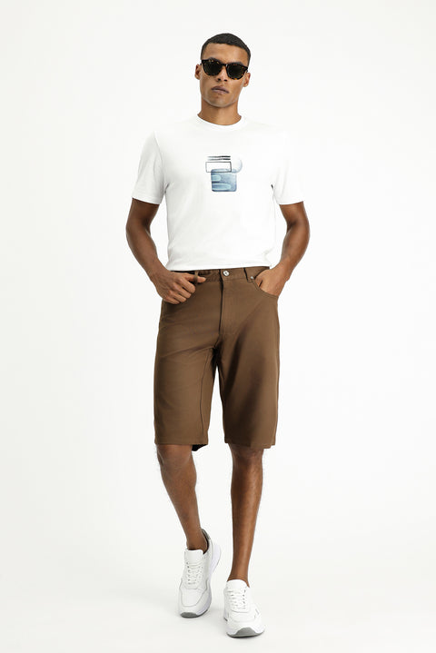 Orta Kahve Relaxed Fit Rahat Kesim Bermuda Şort