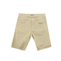 Mid Beige Regular Fit Standard Cut Cotton Bermuda Shorts