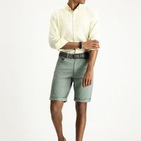 Mint Green Regular Fit Standard Cut Cotton Bermuda Shorts
