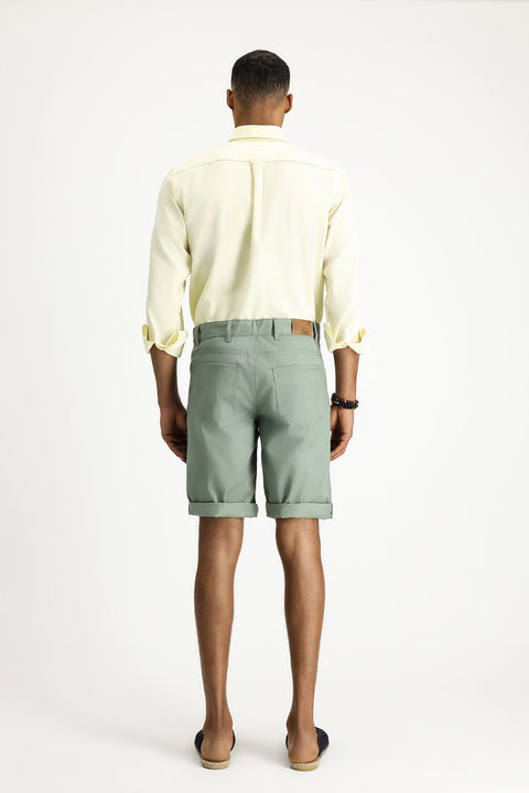 Mint Green Regular Fit Standard Cut Cotton Bermuda Shorts