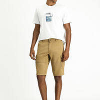 Tan Regular Fit Standard Cut Cotton Bermuda Cargo Shorts