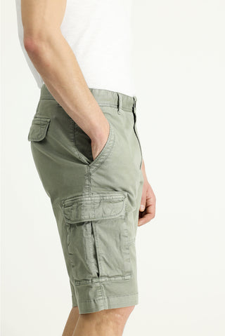  Orta Haki 6 Drop Regular Fit Standart Kesim Pamuklu Bermuda Kargo Şort