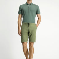 Light Khaki Regular Fit Standard Cut Elasticated Waist Cotton Bermuda Shorts with Drawstring