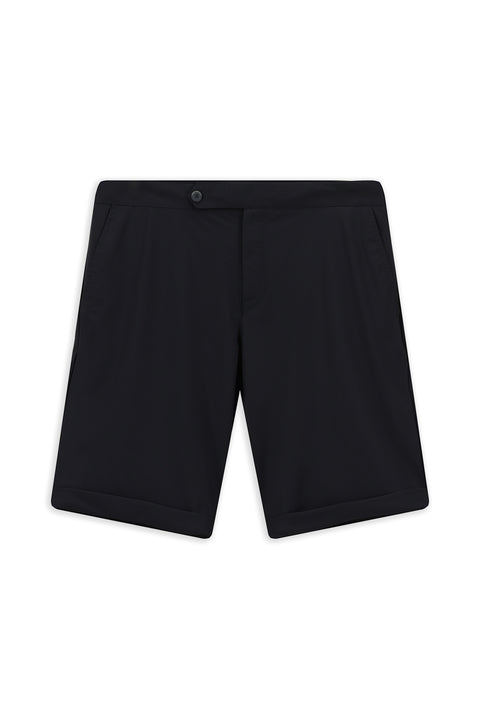 Koyu Lacivert Super Slim Fit Eksra Dar Kesim Techno-Line Likralı Bermuda Şort