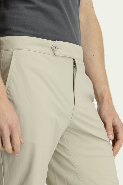 Açık Bej Super Slim Fit Eksra Dar Kesim Techno-Line Likralı Bermuda Şort