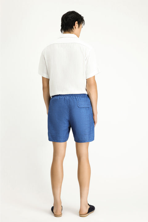 Dark Indigo Patterned Swim Shorts