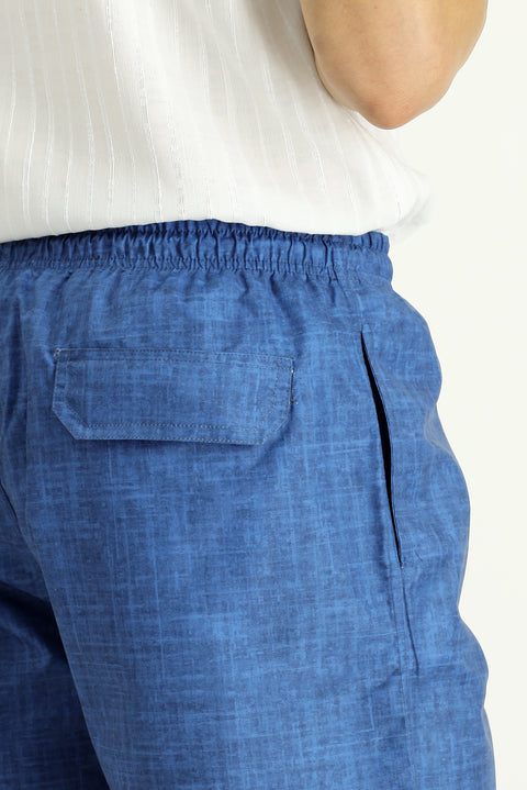 Dark Indigo Patterned Swim Shorts