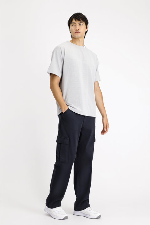 Medium Grey Crew Neck Oversize Lycra T-Shirt