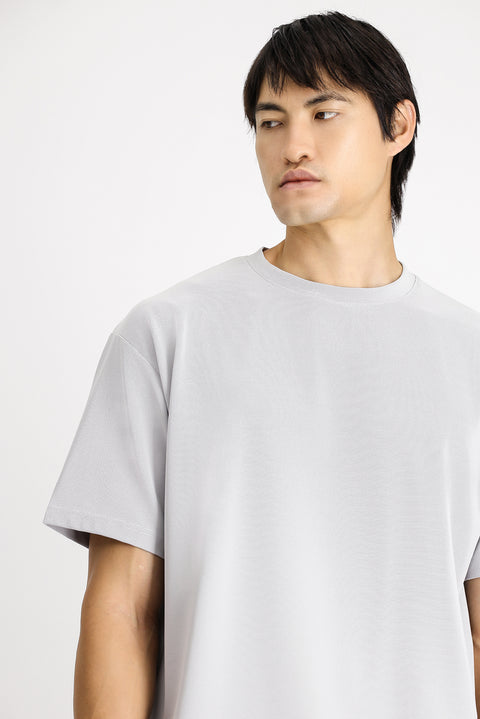 Medium Grey Crew Neck Oversize Lycra T-Shirt