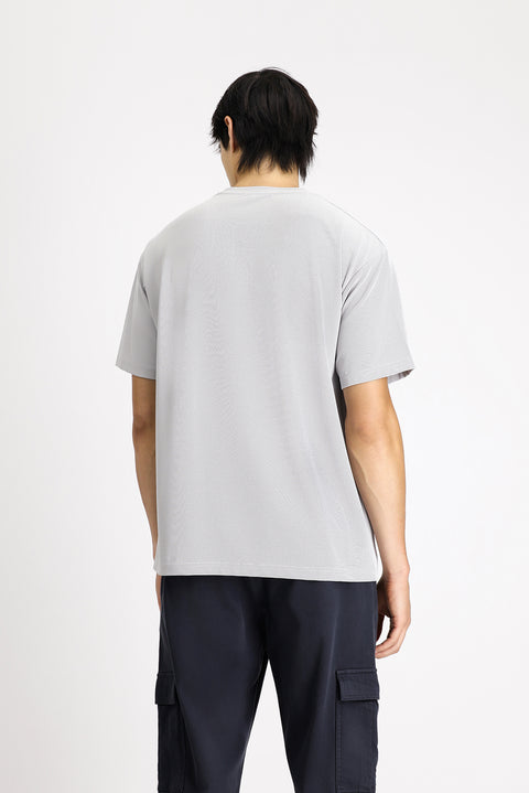 Medium Grey Crew Neck Oversize Lycra T-Shirt