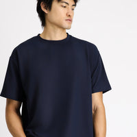 Dark Navy Crew Neck Oversize Lycra T-shirt