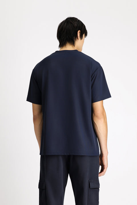 Dark Navy Crew Neck Oversize Lycra T-shirt