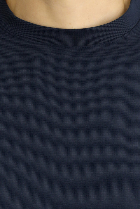 Dark Navy Crew Neck Oversize Lycra T-shirt