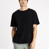 Black Crew Neck Oversize Cotton T-Shirt
