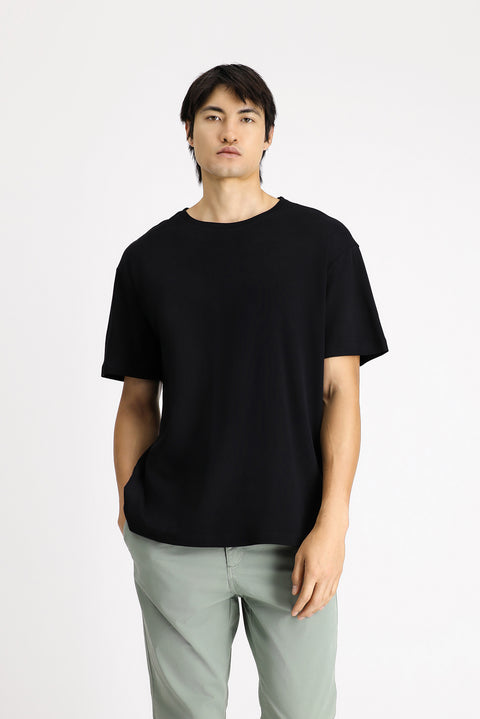 Black Crew Neck Oversize Cotton T-Shirt