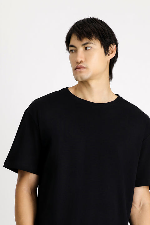 Black Crew Neck Oversize Cotton T-Shirt
