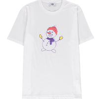 White SOBE Foundation Crew Neck Regular Fit Snowman Cotton T-Shirt