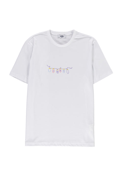 White SOBE Foundation Crew Neck Regular Fit Cotton T-Shirt with Sobe Logo