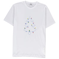 White SOBE Foundation Crew Neck Regular Fit Blue Striped Cotton T-Shirt with Christmas Light Motif