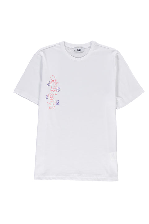 White SOBE Foundation Crew Neck Regular Fit Cotton T-Shirt with 3 Toys and Sobe Text