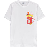 White SOBE Foundation Crew Neck Regular Fit Cotton T-shirt with Red Cup Pattern