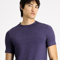 Indigo Melange Crew Neck Regular Fit Patterned Cotton T-shirt